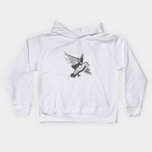 Majestic Silver Dove in Flight Graphic Tee Design No. 944 Kids Hoodie